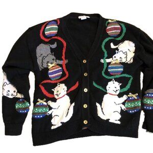 Cat Kitty Christmas Holiday Sweater Loft New York USA Size Medium Women's